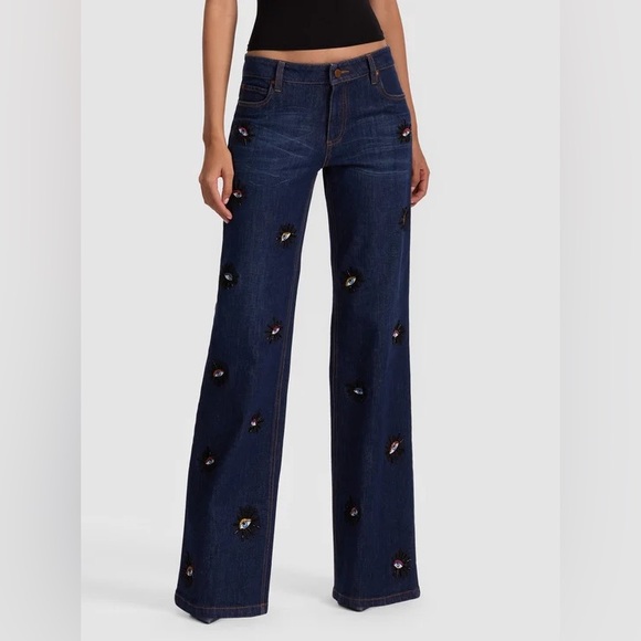 NWOT Alice + Olivia ROXIE EMBELLISHED JEAN - Picture 5 of 12